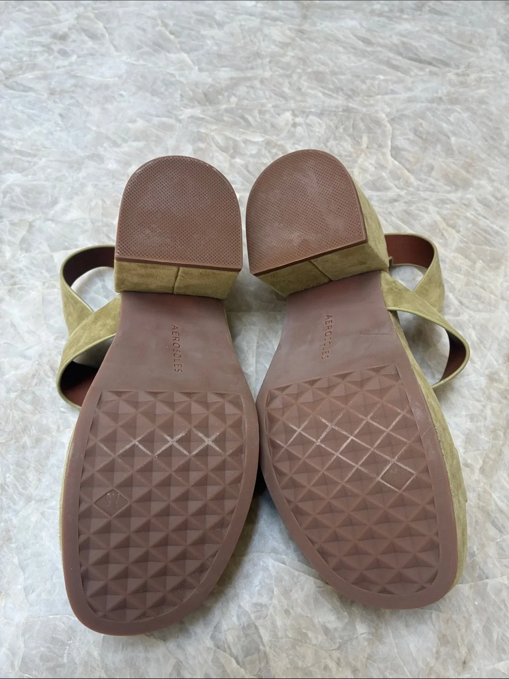 Suede Platform Block Heel Sandals in Olive - Women. New. Never worn.